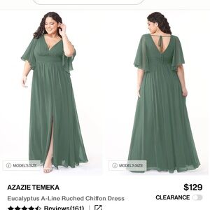 Azazie Maxi Dress in Elegant Green Chiffon
